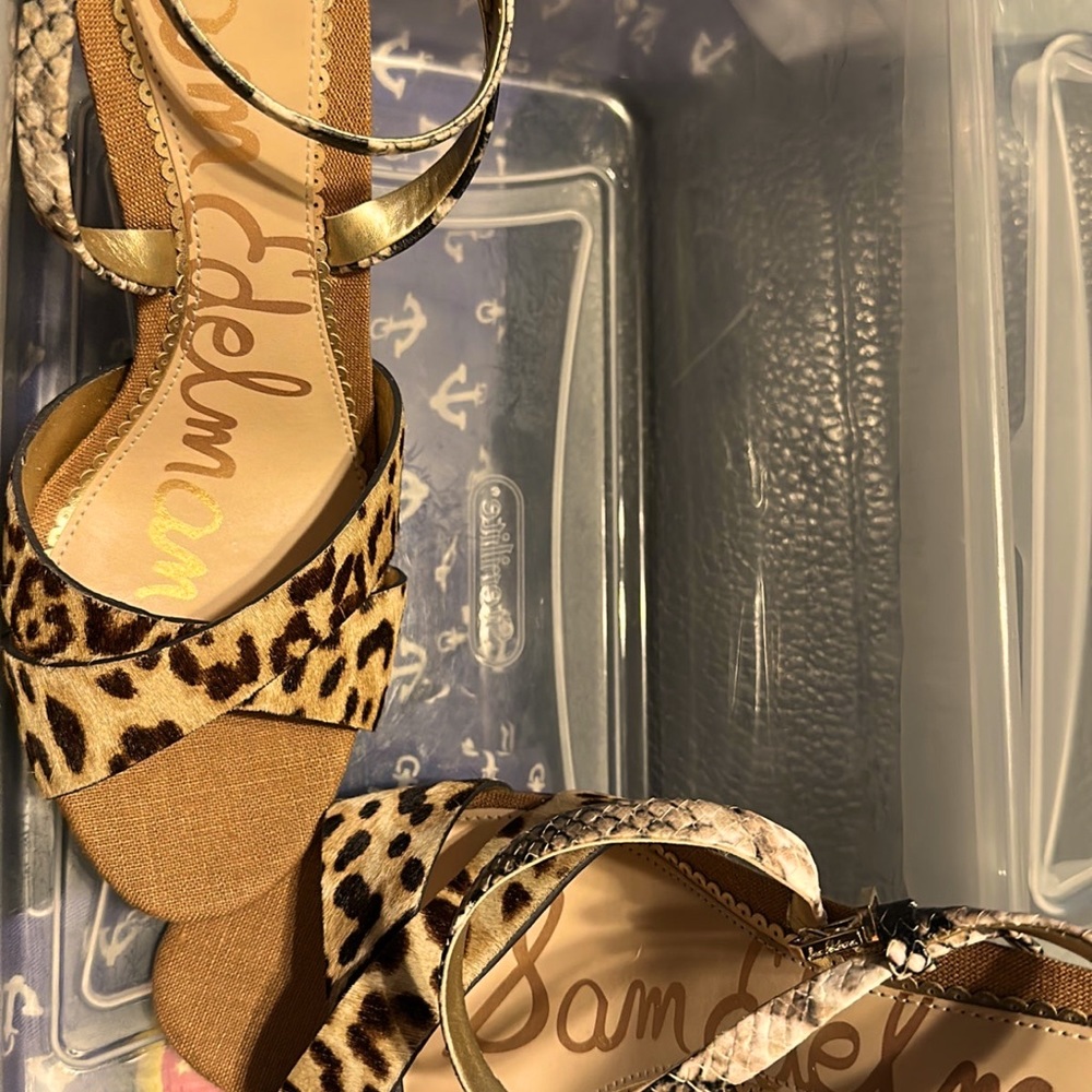 Sam Edelman calf hair peel toe pumps